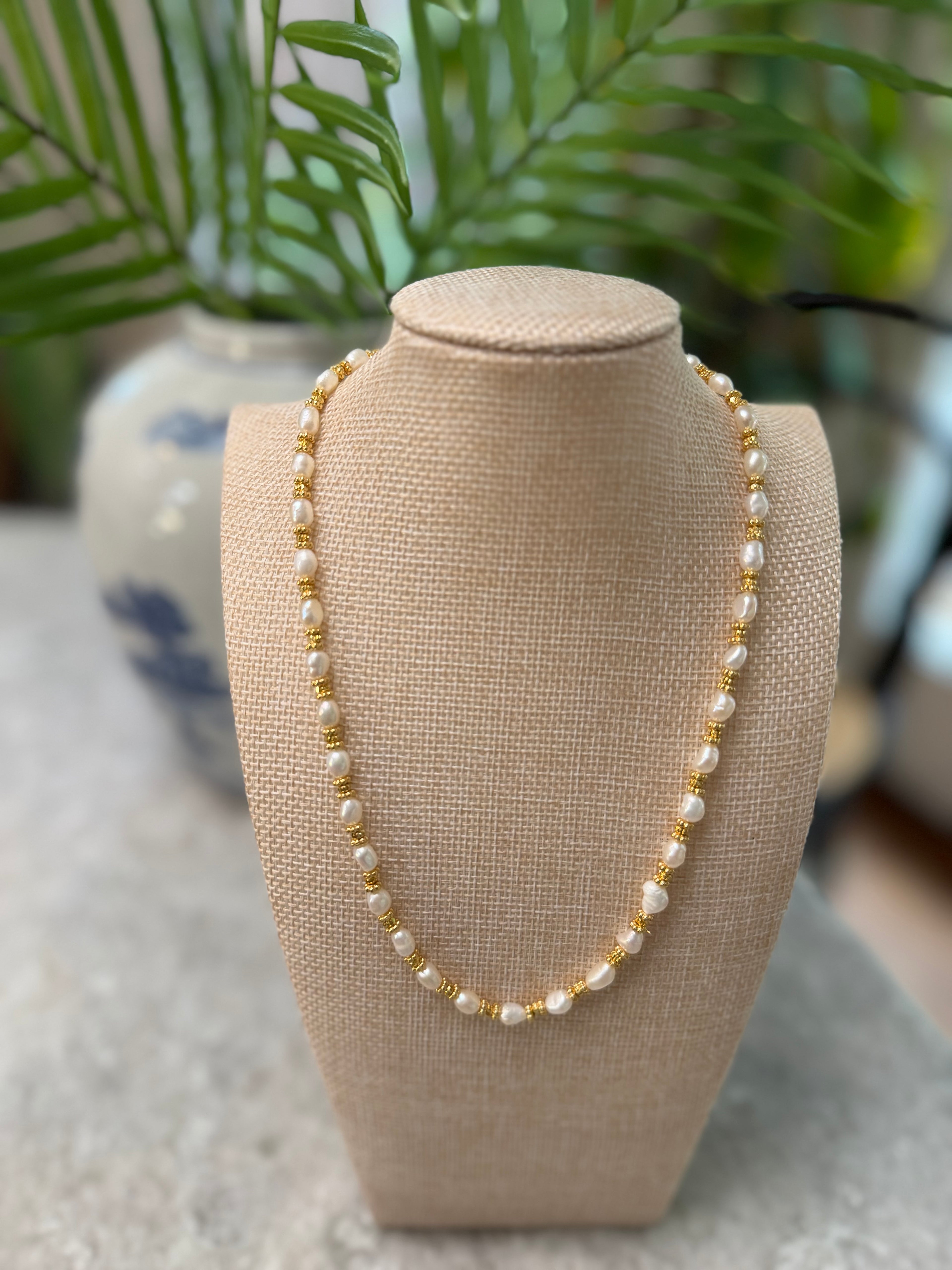 Baroque Pearl + Gold Choker