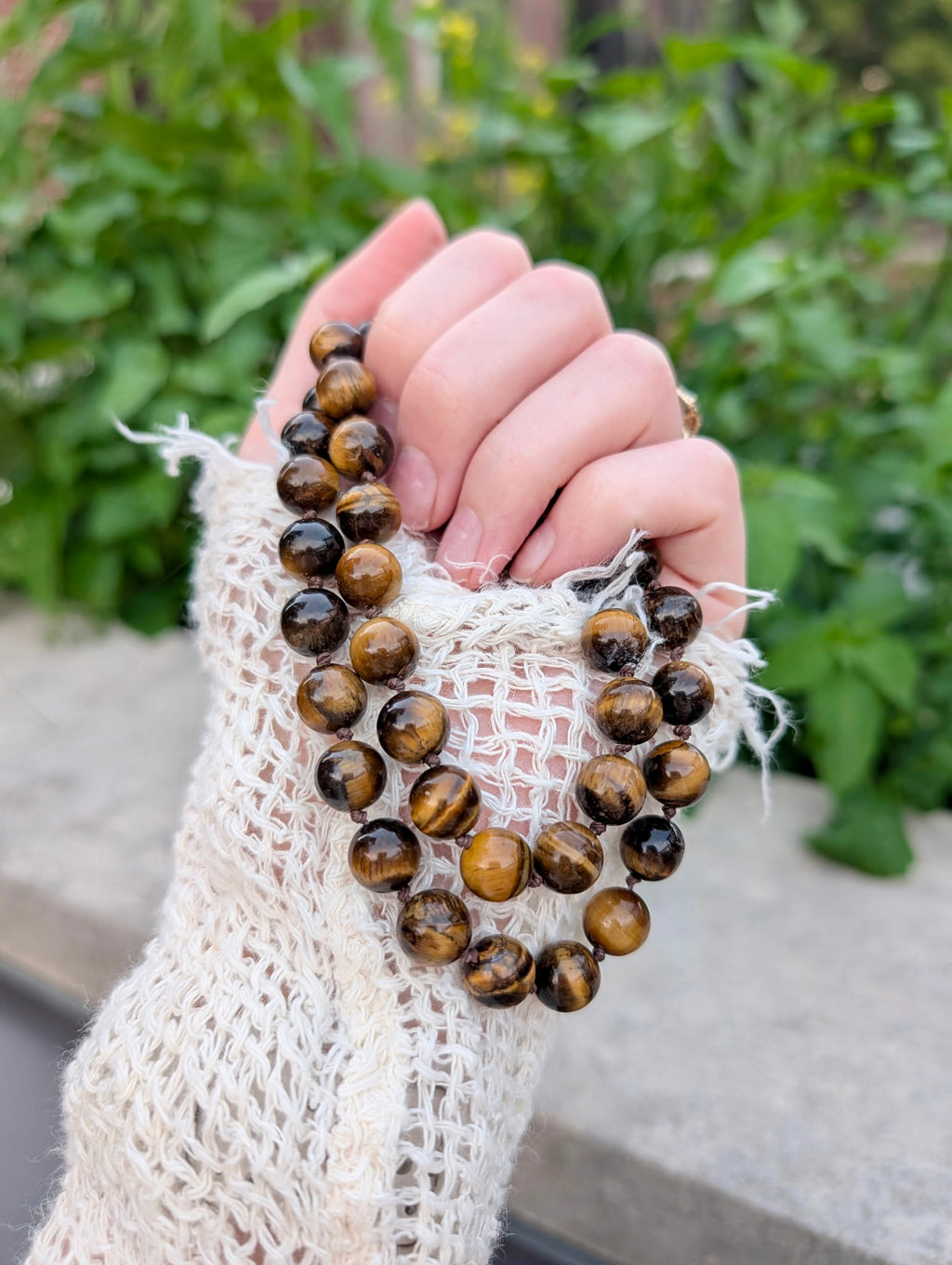 Tiger Eye Hand-Knotted Necklace