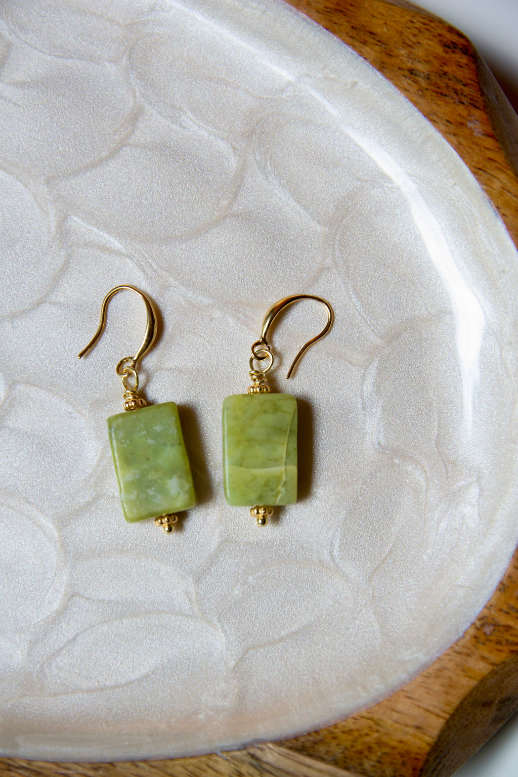 Jade + gold earrings