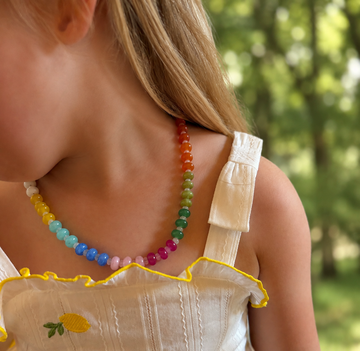 Girls Rainbow Gemstone Necklace