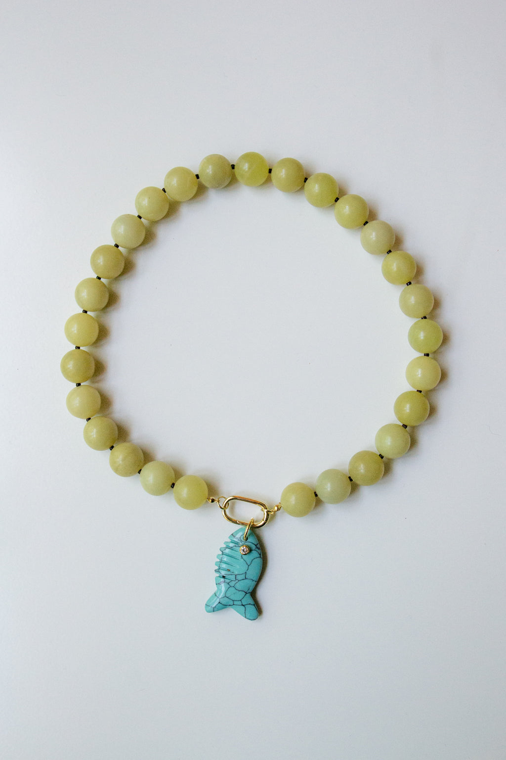 Citron jade jumbo gemstone necklace