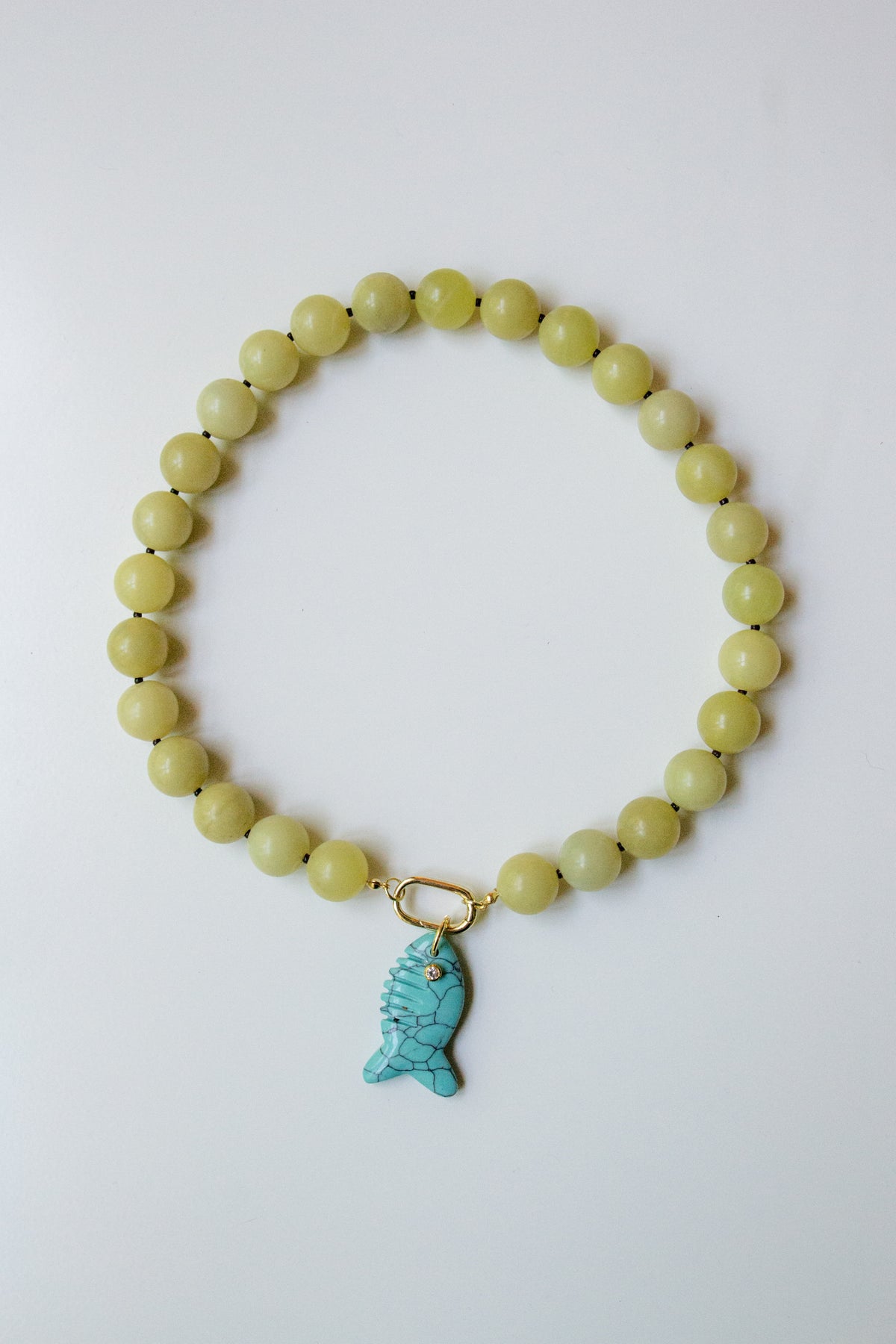 Citron jade jumbo gemstone necklace