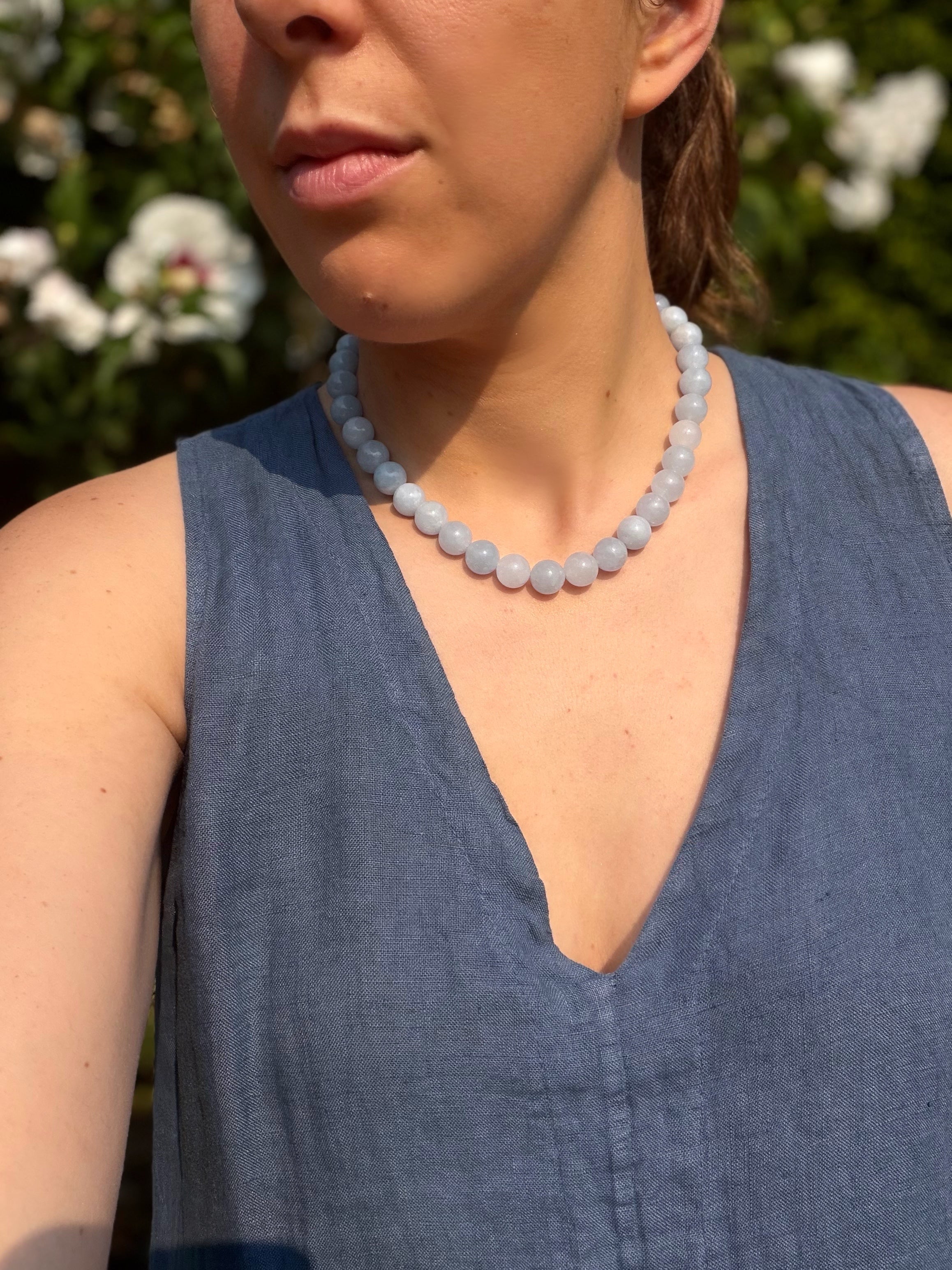 Aquamarine gemstone necklace