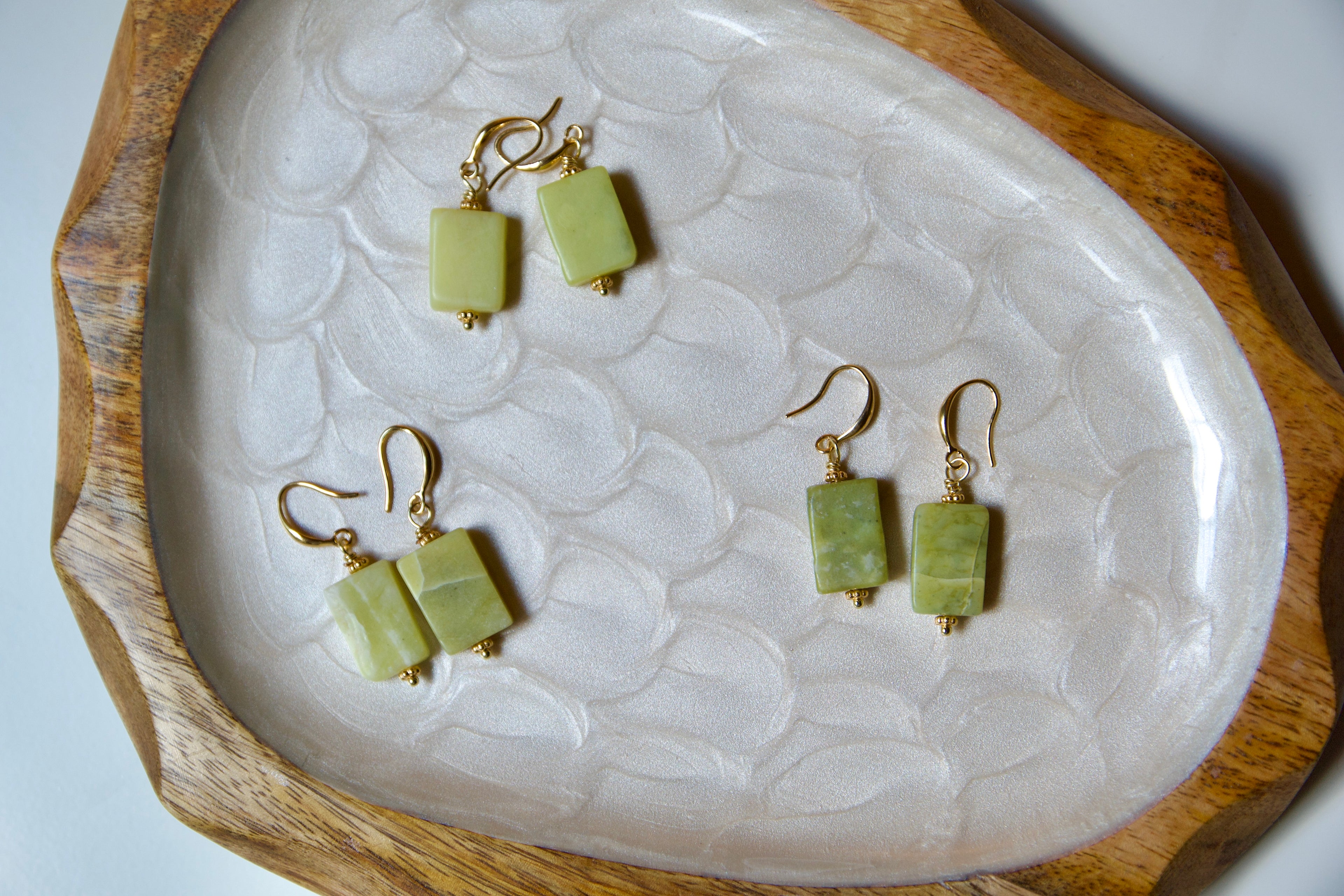 Jade + gold earrings