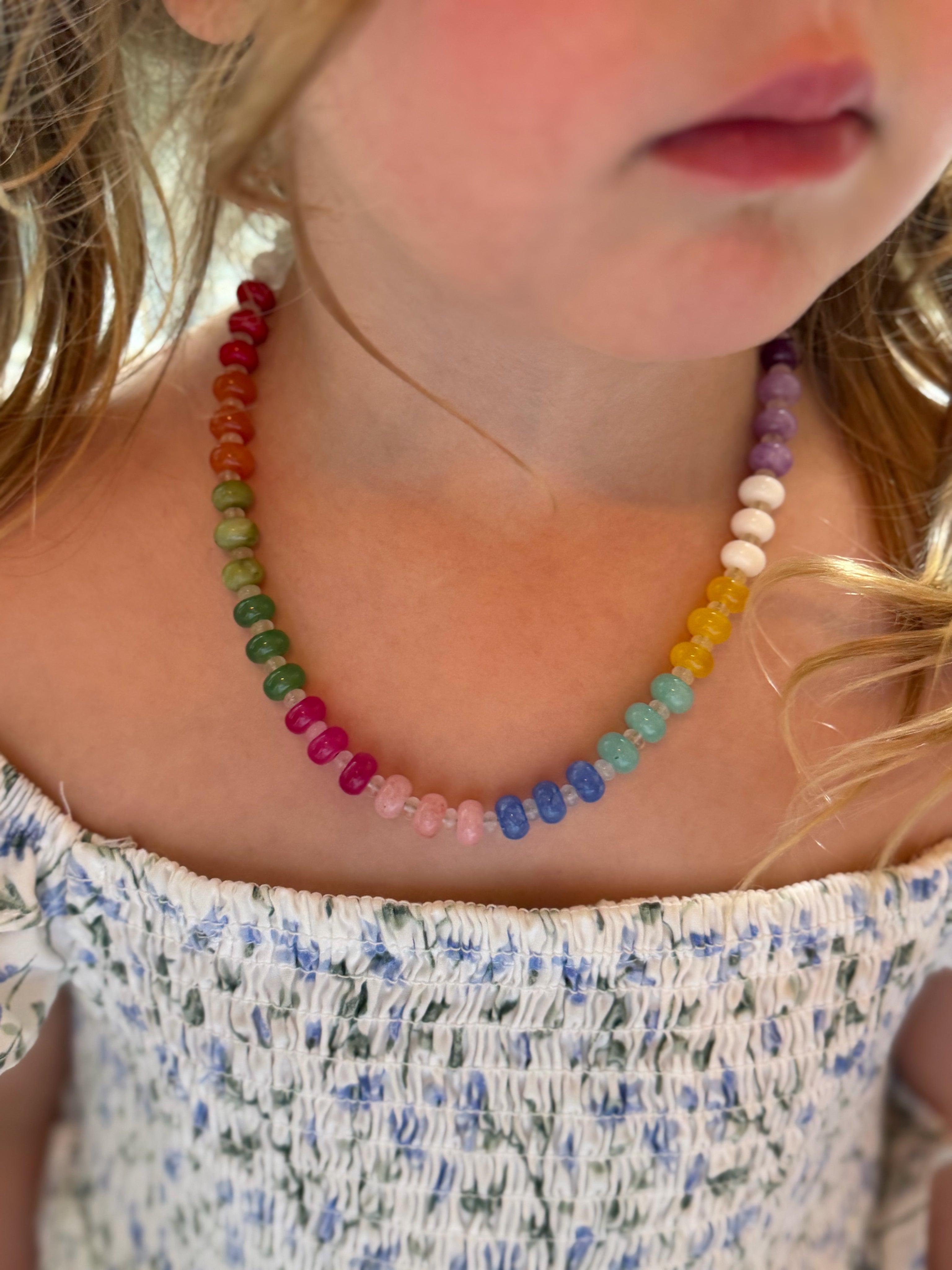 Girls Rainbow Gemstone Necklace