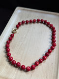 Red coral hand-knotted necklace with 18k gold filled clasp