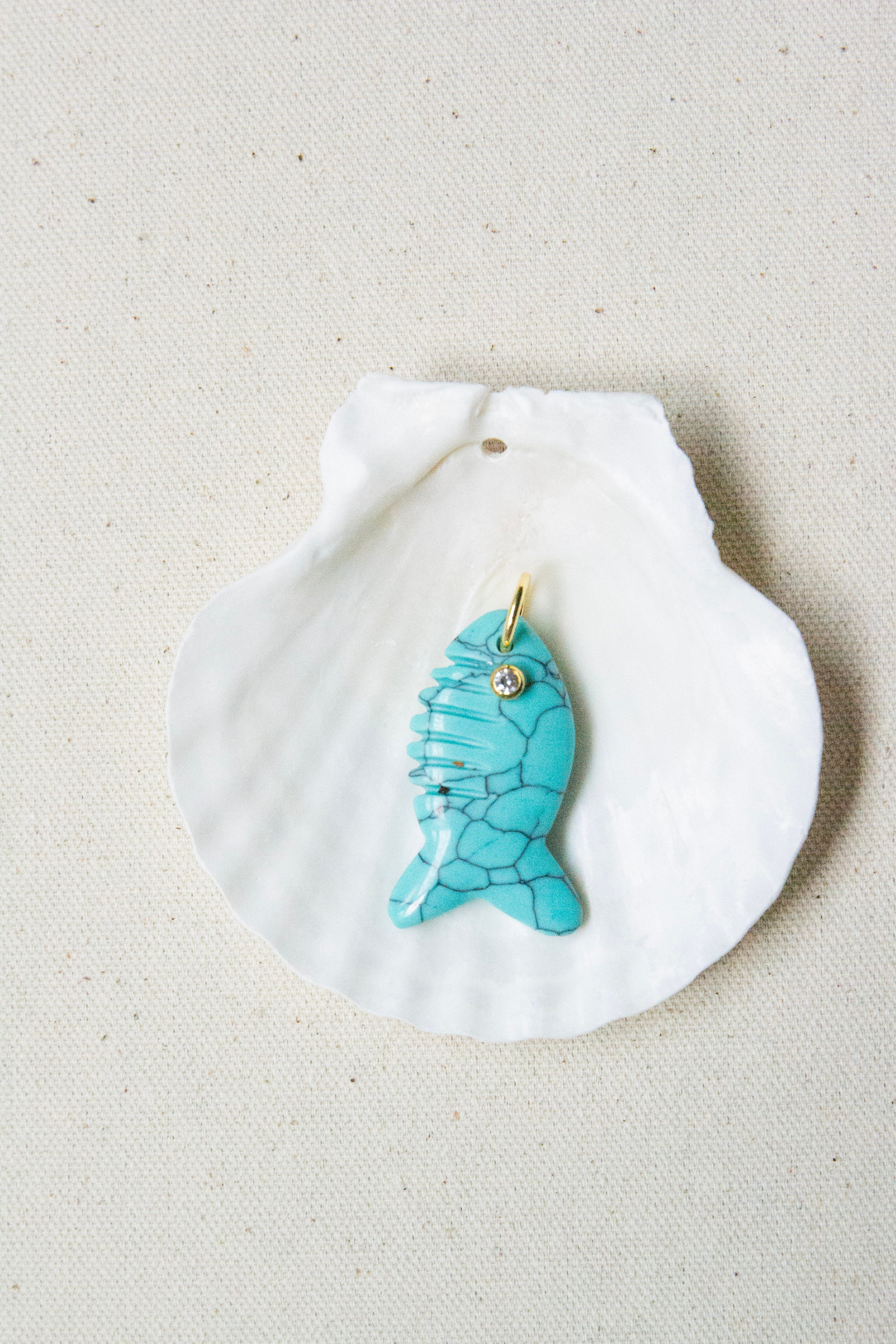Turquoise fish charm