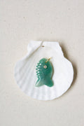 Large green gemstone fish charm