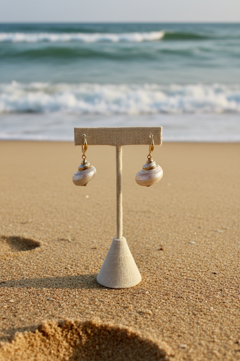 Shell Earrings on Beach